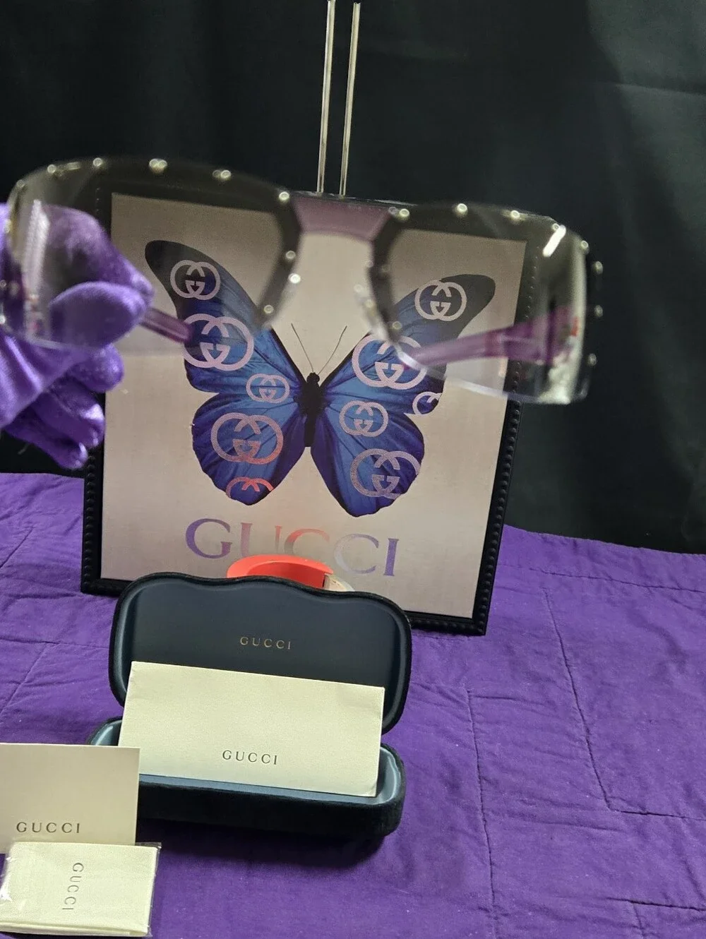Gucci Purple Gradient Rimless Studded Sunglasses 1838F/S BLM46